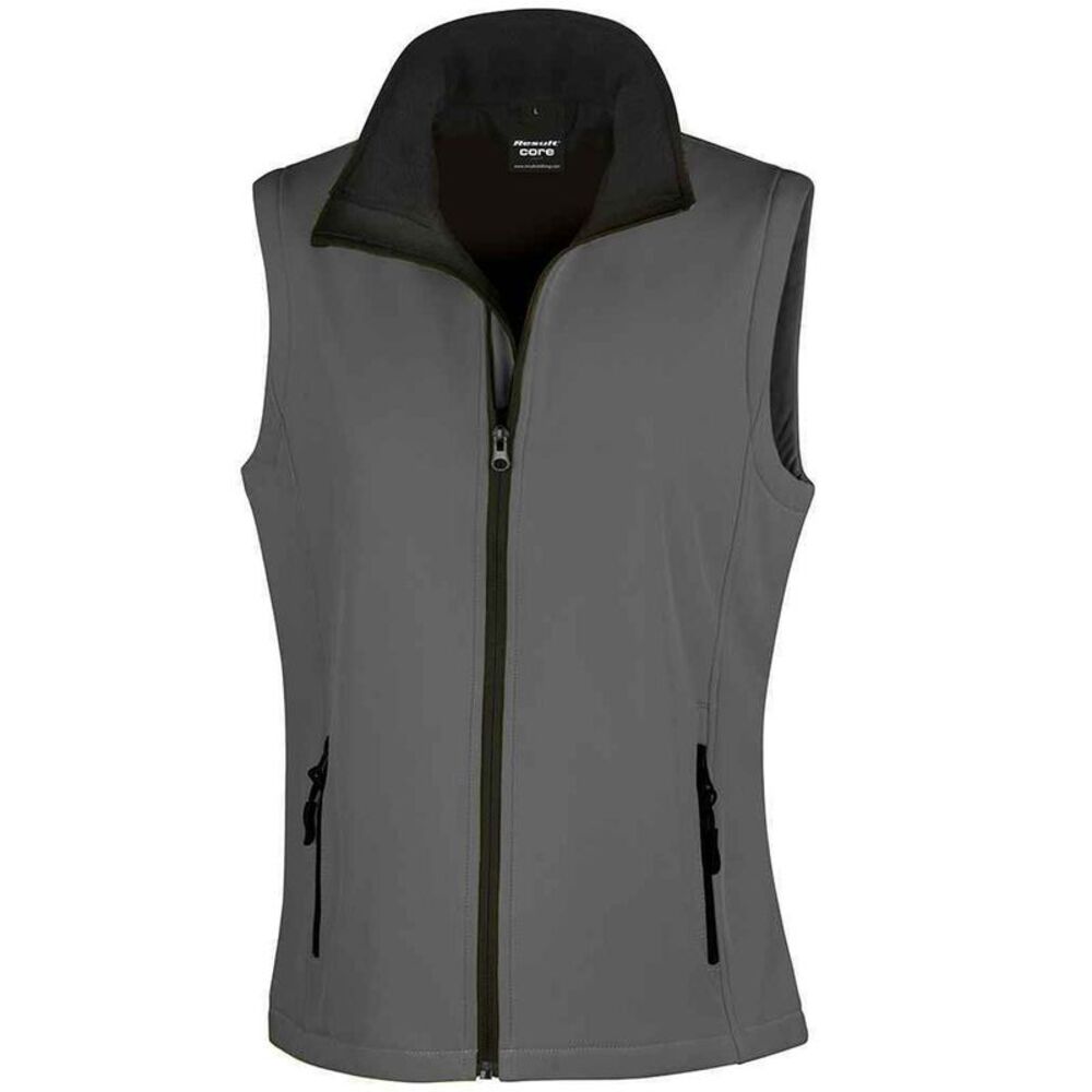Result Womens/Ladies Core Printable Soft Shell Bodywarmer / Charcoal/Black